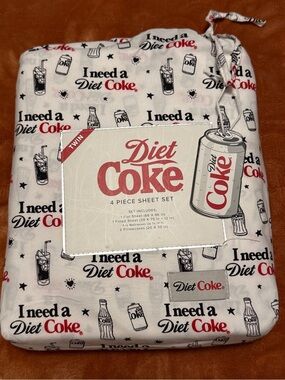 Diet Coke Twin Sheet 4 piece set - NWT